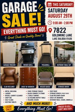 HUGE Garage Sale – Everything Must Go! Furniture, Weber Grill & More