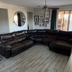 Large Real Leather Sectional Sofa