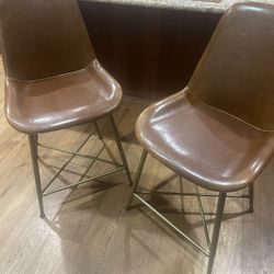 Brown Leather Bar Stools 