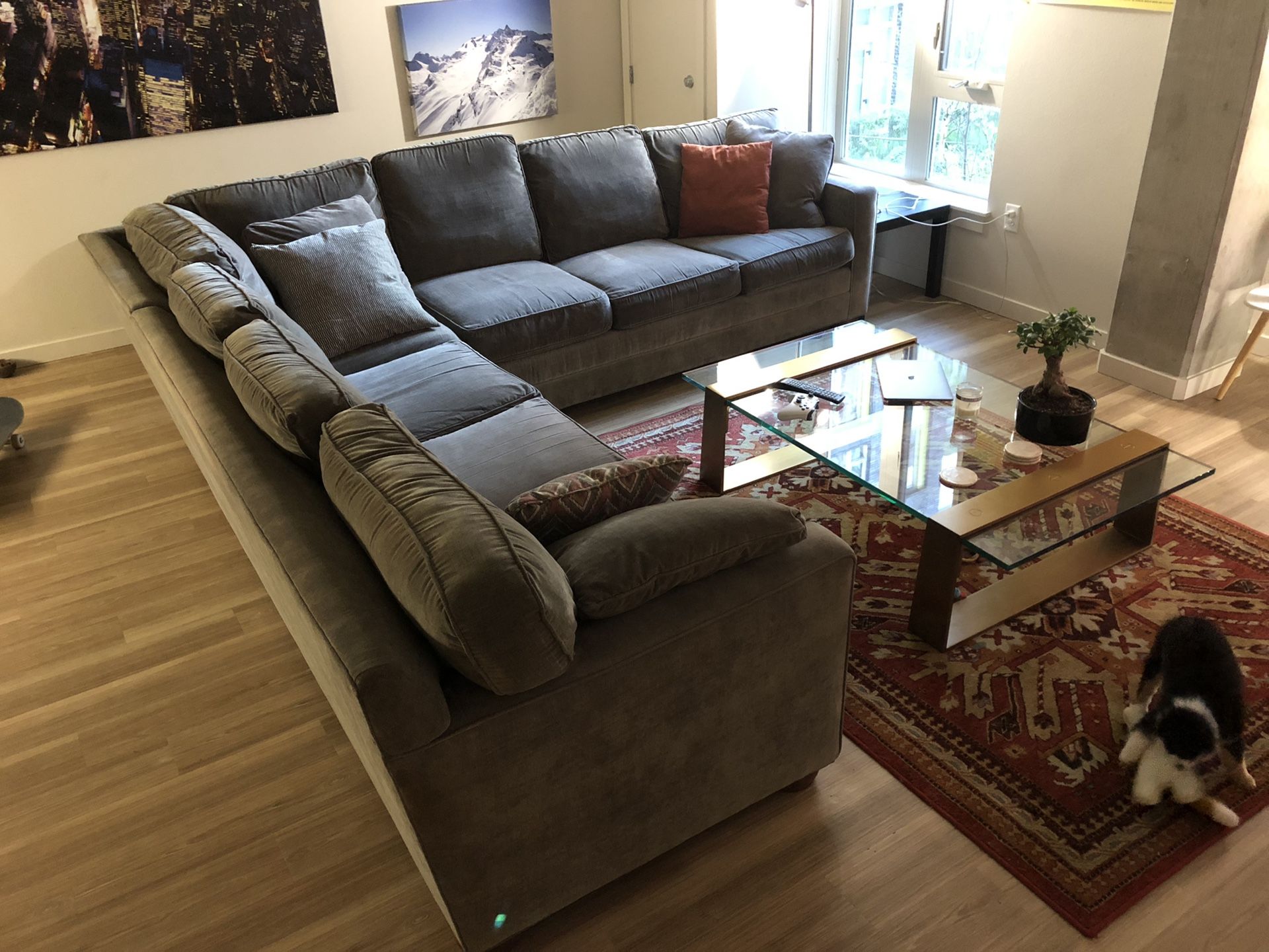 9x9 three piece sectional couch sofa