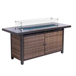57 in. 50,000 BTU Propane Gas Fire Pit Table with Glass Wind Guard