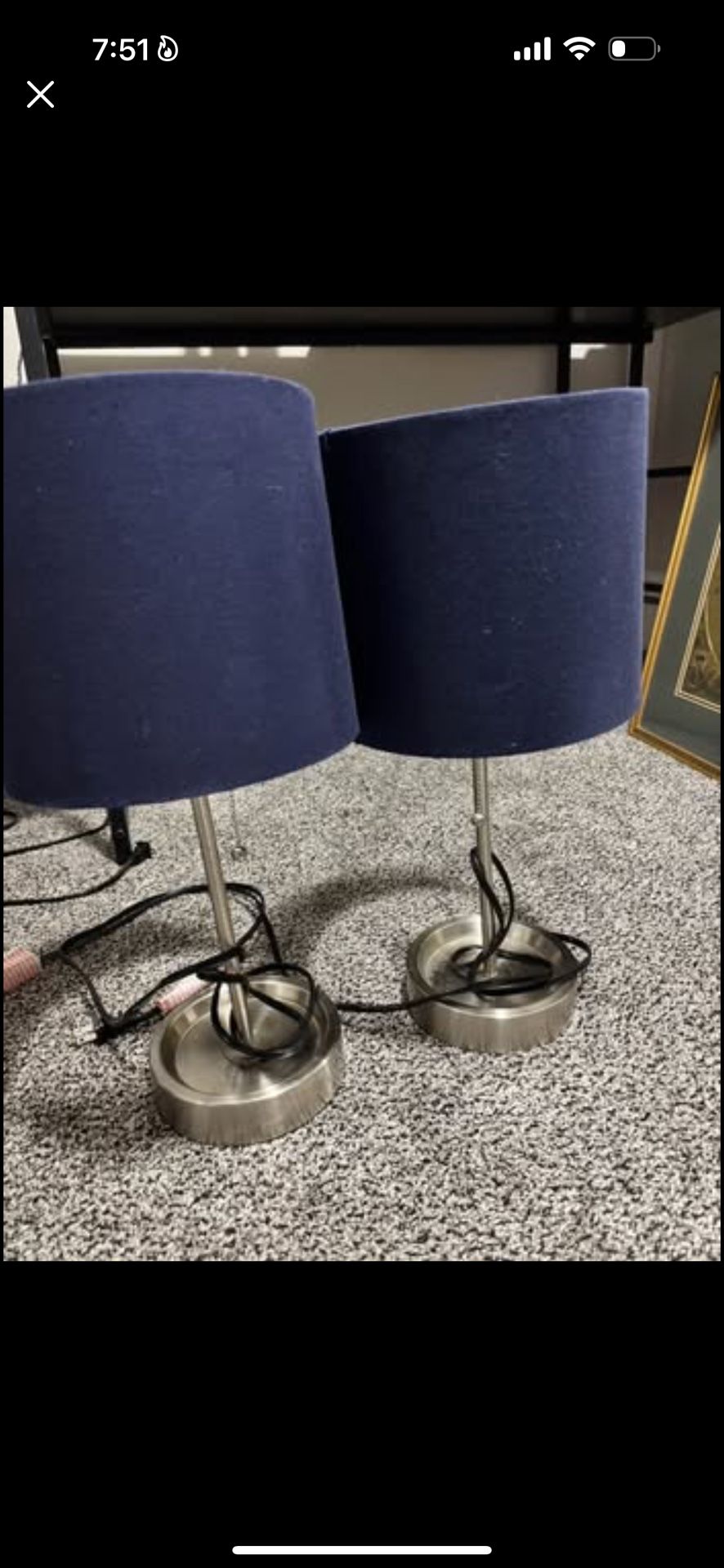 Set of Blue Table Lamps