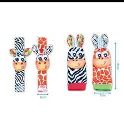 Baby Wrist Rattles Socks Newborn Animal Socks Infants Foot Finder Wrist Strap Baby Socks Sensory Toys Baby Toys 0-12 