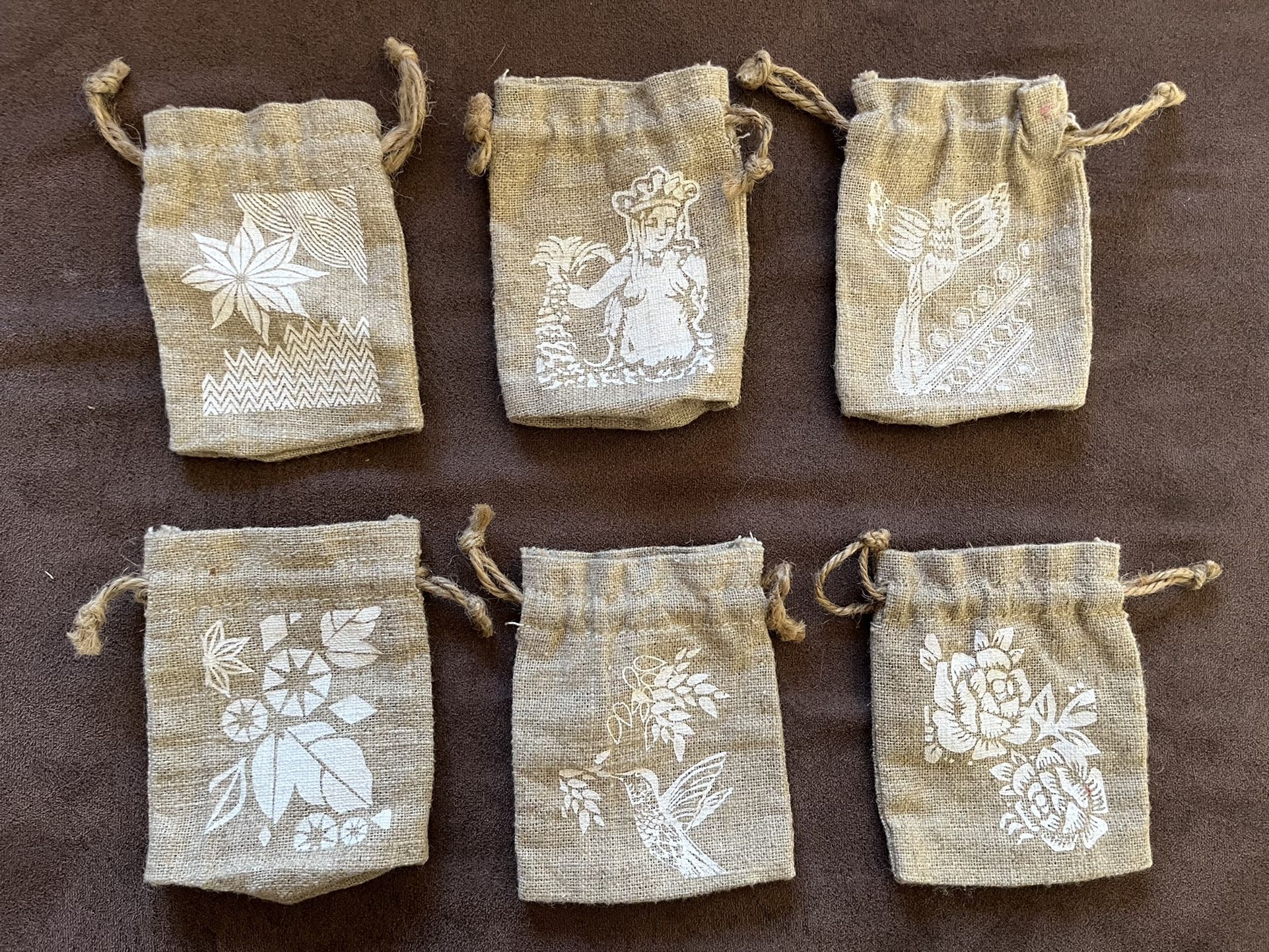 6 Starbucks Mini Burlap Bags