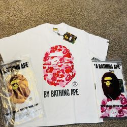 White and pink Bape shirt