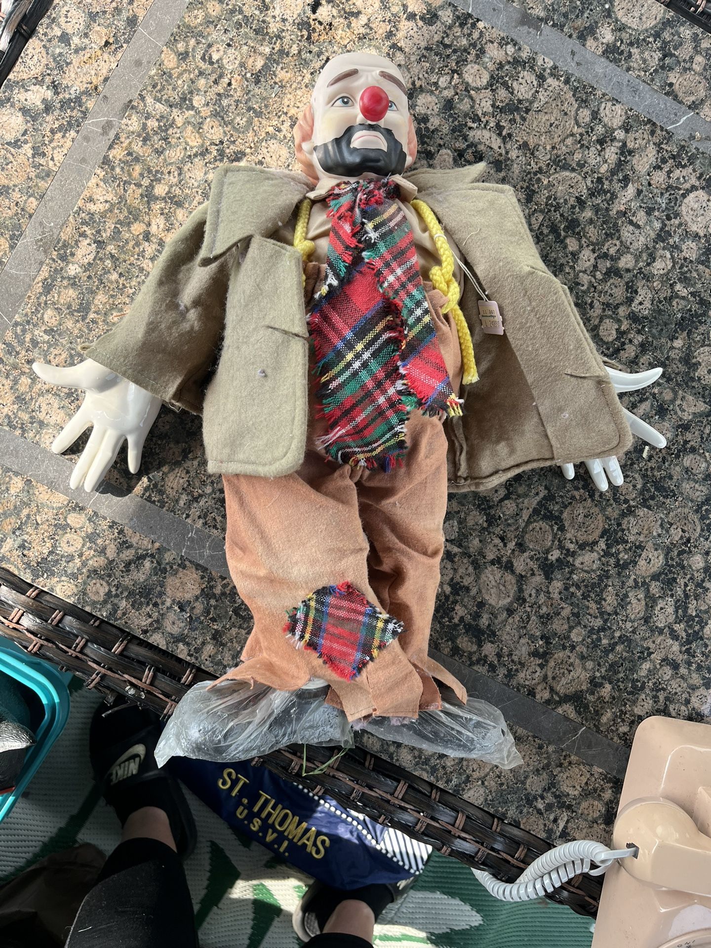 21" Emmett Kelly with Porcelain Head, Hands and Feet