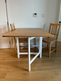 Dining Table + 2 Chairs Set - Light Wood Finish