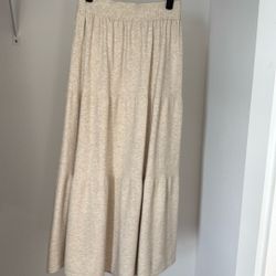 Long Knitted Cream Color Skirt 