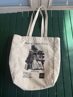 Vintage “Night of Literary Feasts” canvas tote bag, library book bag