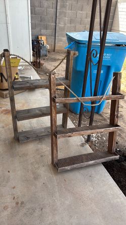 Hanging wood shelves