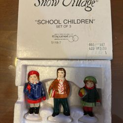 Snow Village School Children Set Of Three