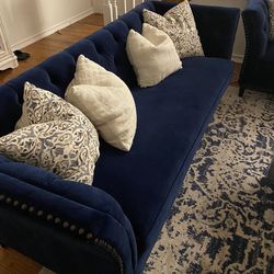 Navy Blue Velvet Sofa