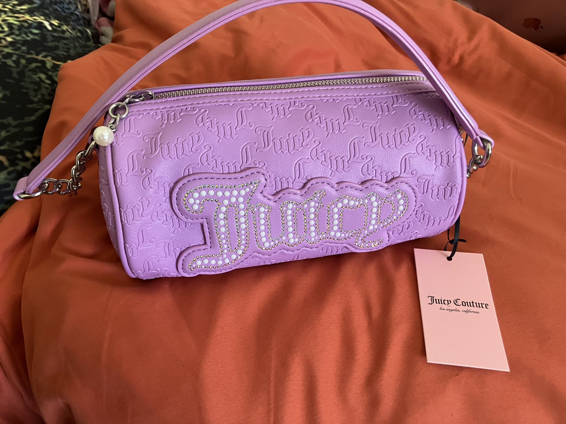 Juicy Couture Bling Roll Bag String of Pearls Barrel Purse