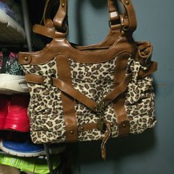 Leopard Print Large Shoulder Bag 