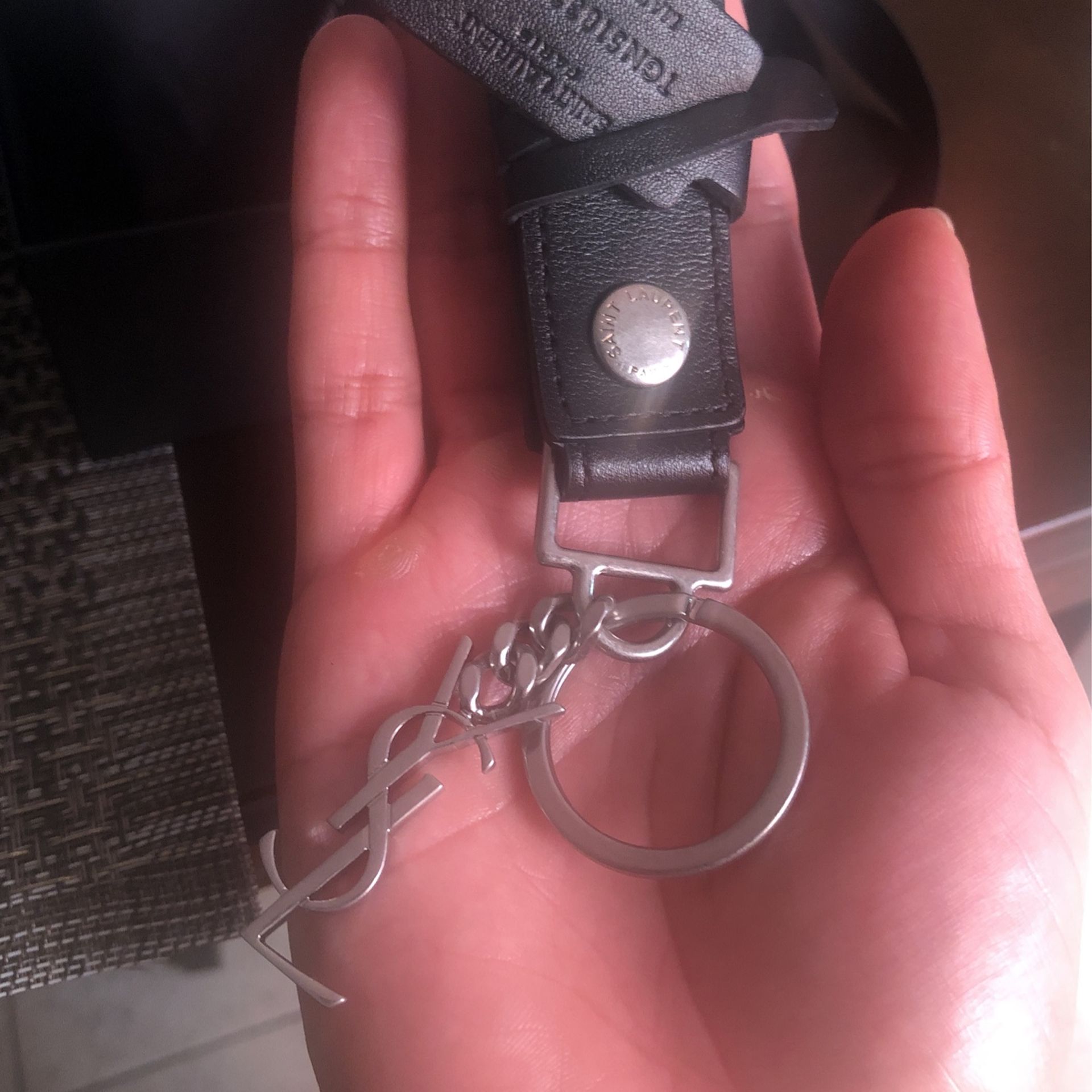 Saint Laurent Silver Leather KeyChain
