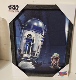 RS D2 AND GROGU Star Wars 16x20 framed art