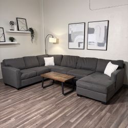 Living Spaces Gray U Shaped Sectional Couch DELIVERY WITHIN A WEEK