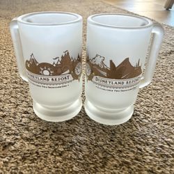 Vintage Frosted Glass Disneyland Beer Mugs