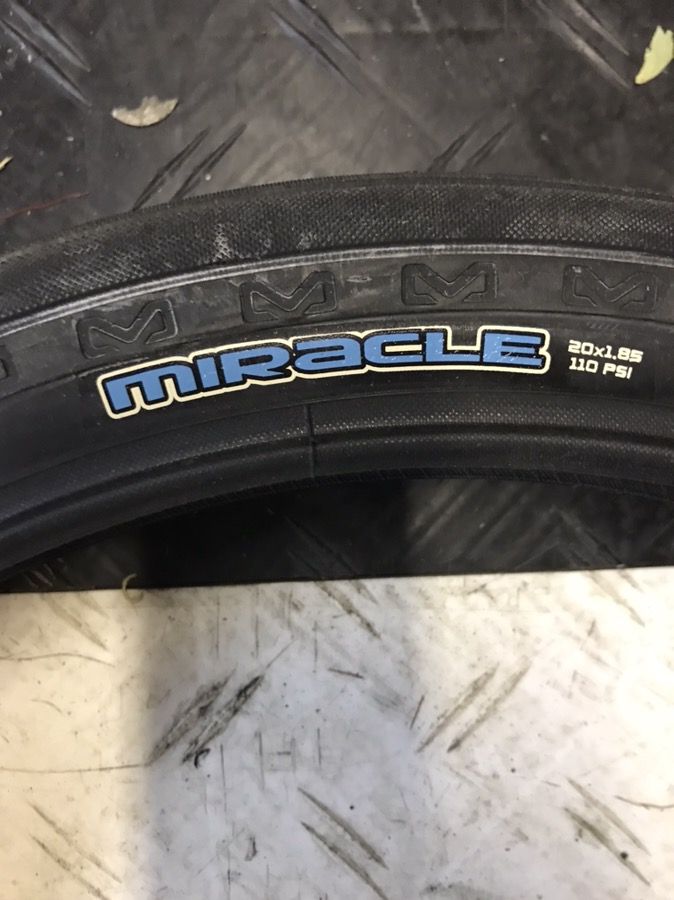 20 x2.1 and a 1.85 maxxis miracle tire mid bmx street old
