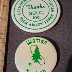 California Women In Timber Talk About Trees Vintage Collectible Lapel Pin Button Pinback Lot Of 2 A-1