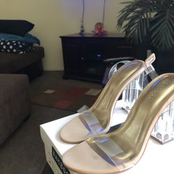 Clear And Beige High Heels