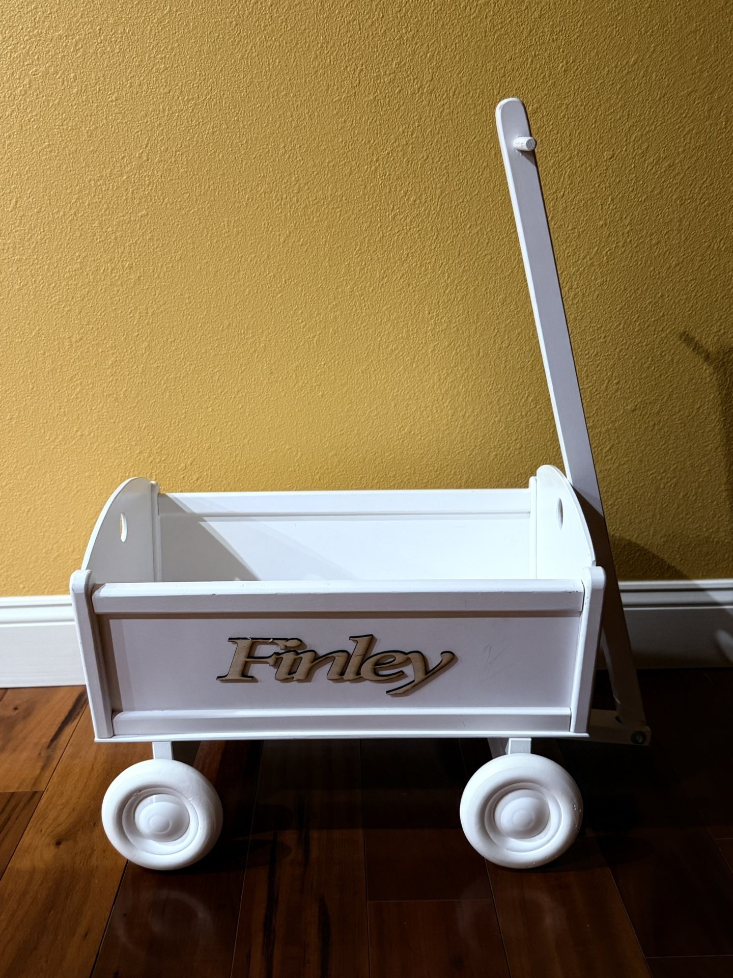 White Wooden Wedding Wagon (Etsy – GiftsChildhoodPL) – Flower Girl/Ring Bearer – $85