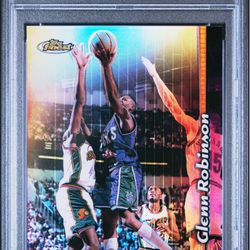 1998-99 Topps Finest #185 Glenn Robinson - RARE NON-PROTECTED REFRACTOR PARALLEL - GRADED PSA 8 NM-MINT CONDITION 