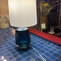 Lamp Blue Glass  New Shade