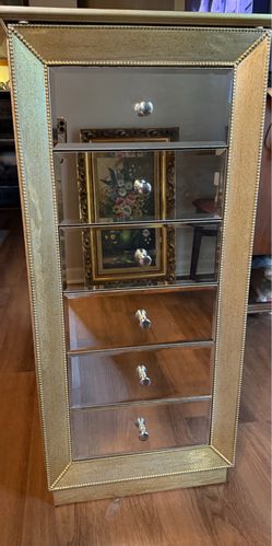 Glam Mirrored Jewelry Armoire / Lingerie Chest – Hidden Jewelry Storage