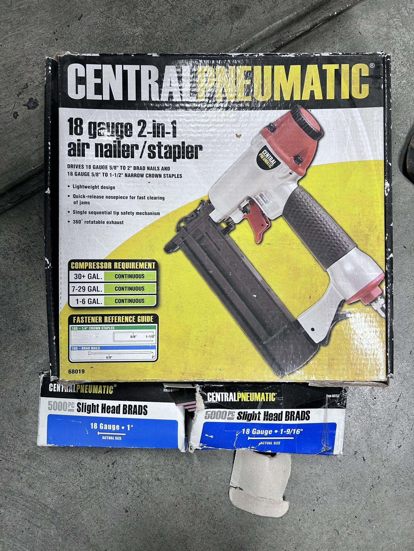 Centralphneumatic 18 Gauge 2 In 1 Airnailer/stapler