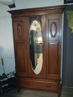 Antique Mirrored Wardrobe / Hall Robe