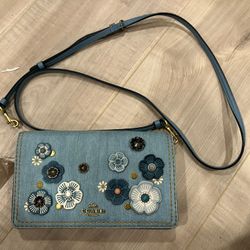 Coach Hayden Foldover Crossbody Denim Leather Clutch