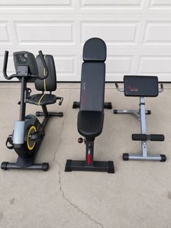 Home Gym Equipment Set – Recumbent Bike, Adjustable Bench & Roman Chair