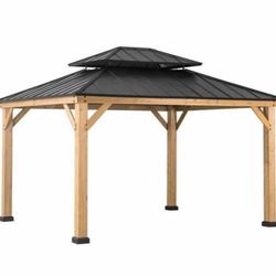 Hardtop Gazebo With Wood Post 13x11