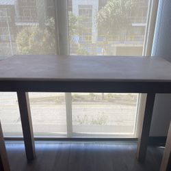 CB2 Bar Height Table - Marble Top & Acacia Wood Legst