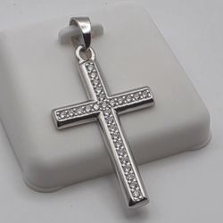 Iced Moissanite Cross Pendant | S925 Silver | Rhodium Finish