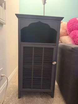 Dark Gray Wood Cabinet with Shutter Door