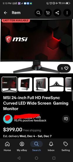 MSI 24 Inch Gaming Monitor 144hz
