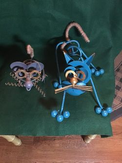 Pet Medal art, play cat and mouse. Handmade wrought iron