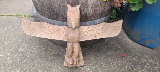 Beautiful Vintage Hand Carved Wood Thunderbird Wall Art