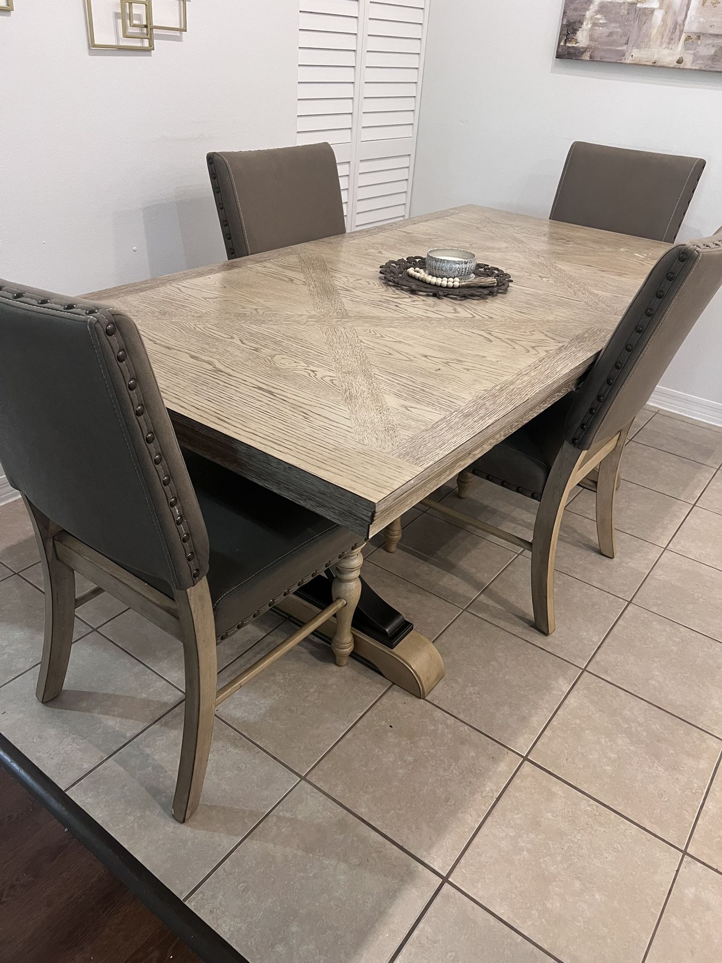 Driftwood Dining Room Table And 4 Chairs