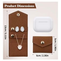 Mini Travel Jewelry Pouch Foldable, Bridesmaid Proposal Gift Bridal Party Favors (Light Brown)