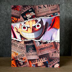 One Piece Anime Art Print Poster One Piece anime wall art print featuring Monkey D. Luffy