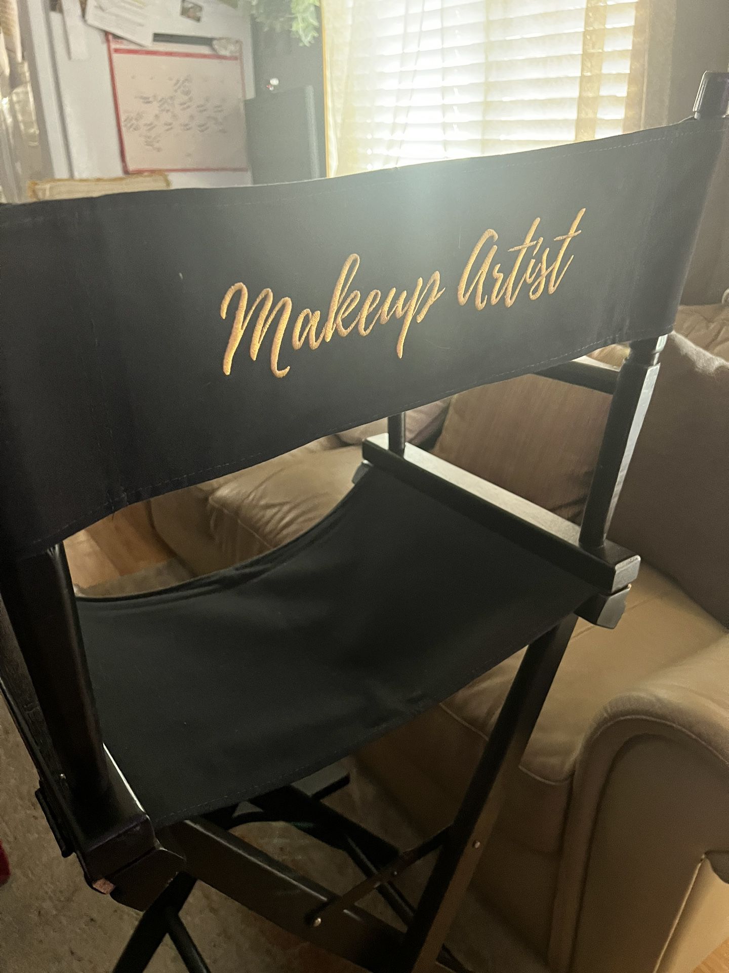 Black Embroidered Makeup Chair