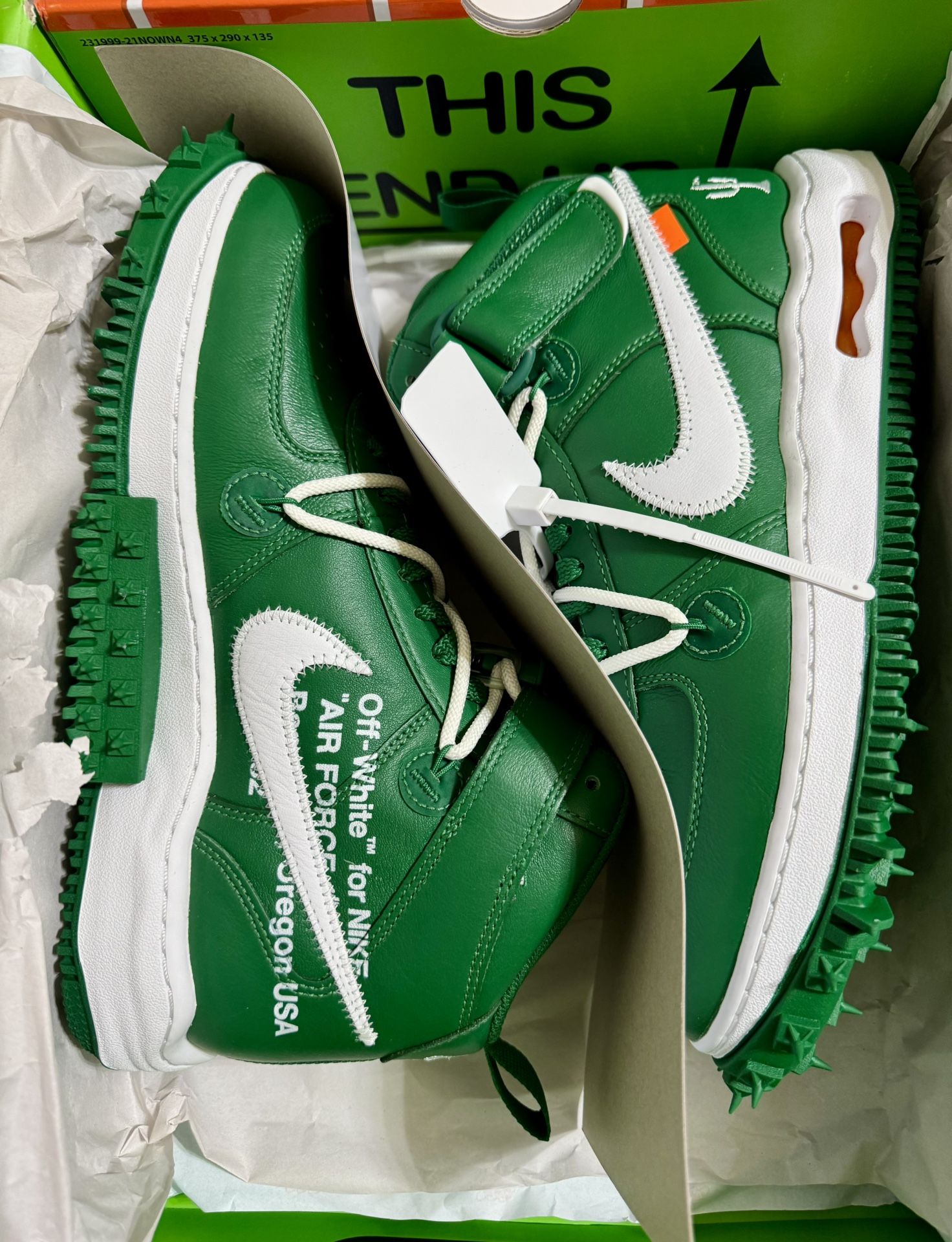 Nike Air Force 1 Mid Off-White Pine Green, Men Size 10