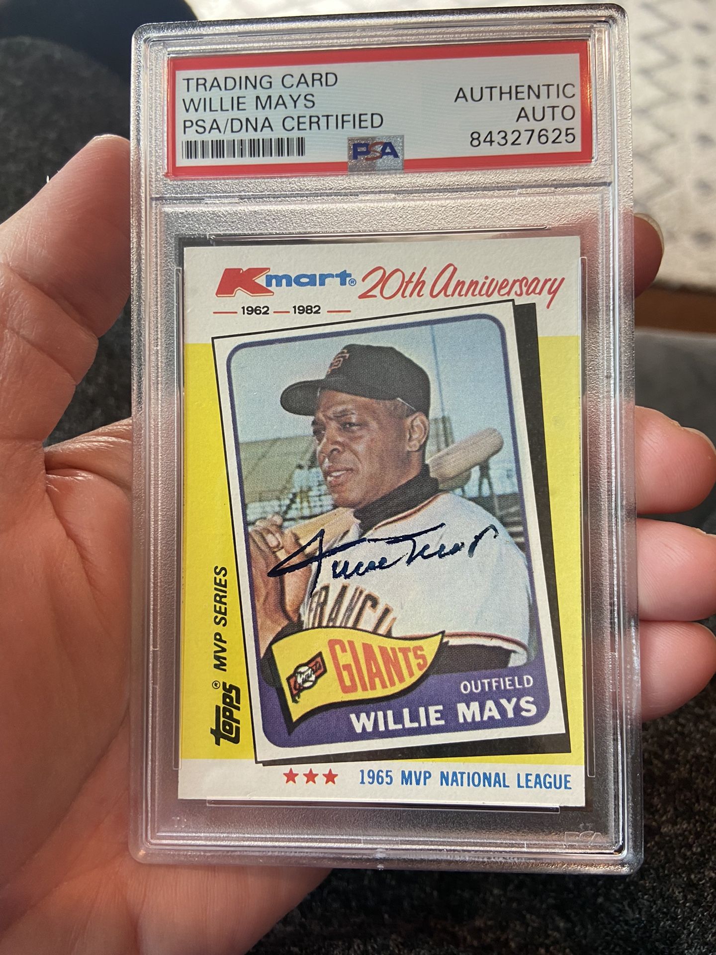 1982 Willie Mays Auto Autograph Card Signed Baseball HOF Topps Authentic SF Giants