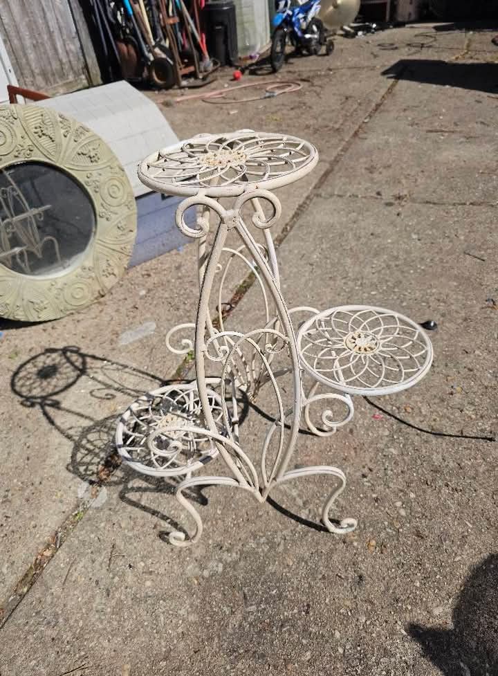 Price Is Firm.. Beautiful Wrought Iron Triple Plant Stand
