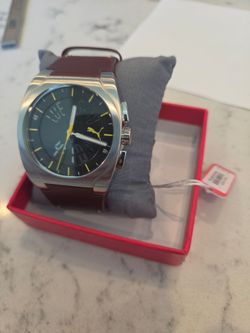 Puma Analog Watch with Leather Strap