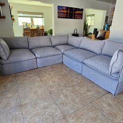 Anabei Corner Sectional Sofa, 5 seat, Ash weave washable covers.