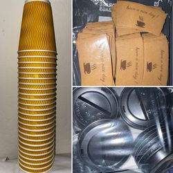 25 cups, 60 lids, 46 cardboard cup holders ( Queen Creek)